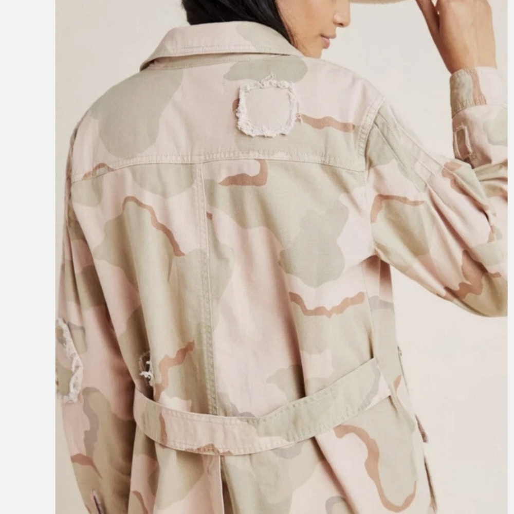 Anthropologie Distressed Camouflage Utility Jacket Size Med NWOT Gorpcore - Picture 3 of 10